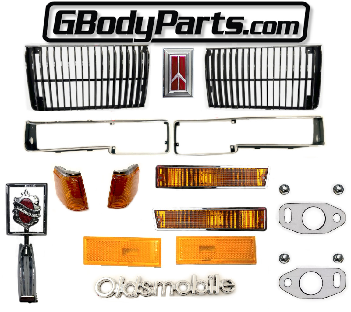 1987-88 Oldsmobile Cutlass Front End Package - Euro Grill, Lights and Emblems